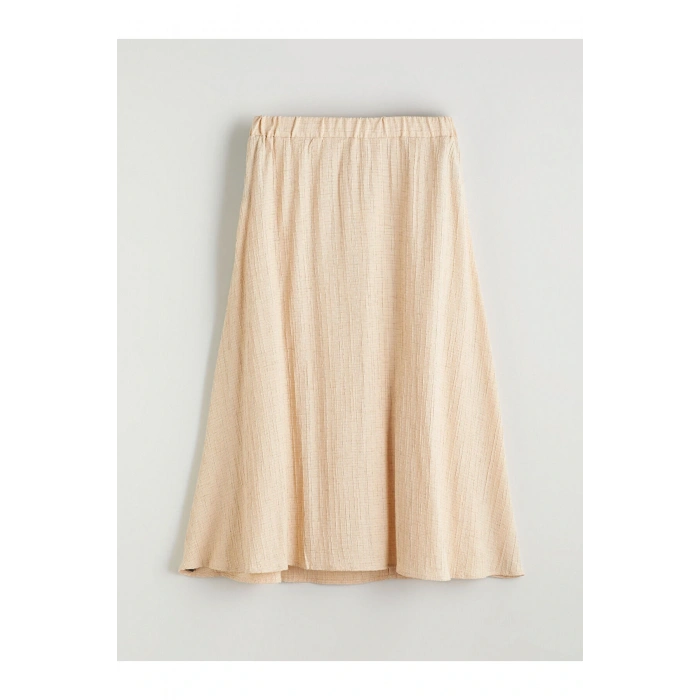 LCW Grace Bej Beli Lastikli Dokulu A Kesim Etek