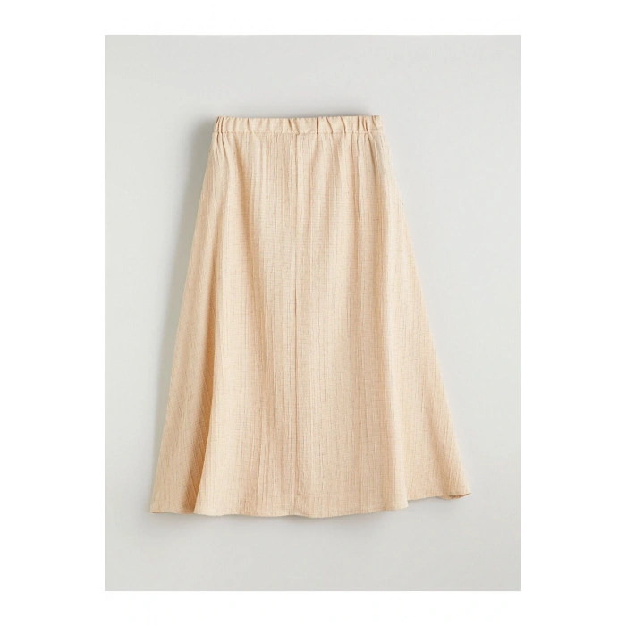 LCW Grace Bej Beli Lastikli Dokulu A Kesim Etek