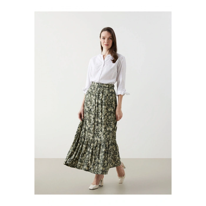 LCW Grace Beli Lastikli Çiçekli A Kesim Kadın Etek