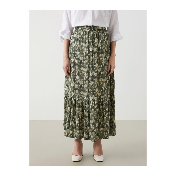 LCW Grace Beli Lastikli Çiçekli A Kesim Kadın Etek