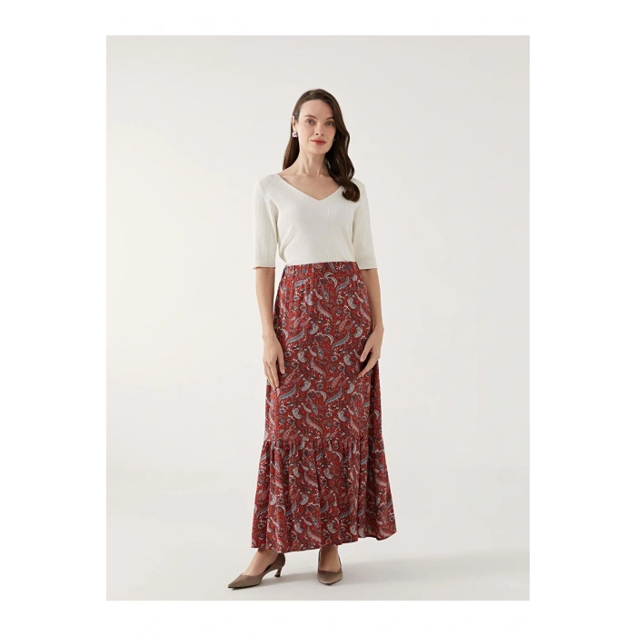 LCW Grace Beli Lastikli Desenli A Kesim Kadın Etek