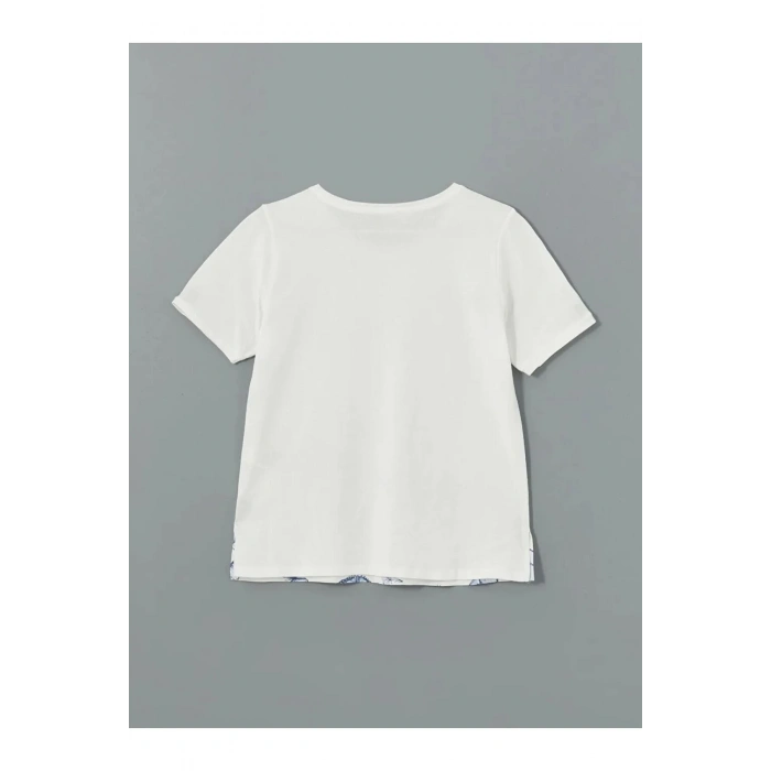 LCW Grace Beyaz Bisiklet Yaka Baskılı Kadın Tişört