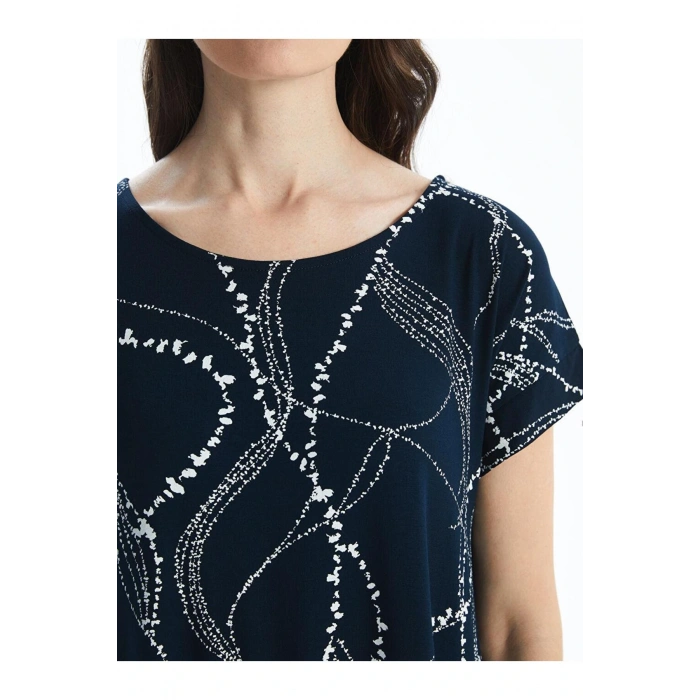 LCW Grace Bisiklet Yaka Desenli Kadın Elbise