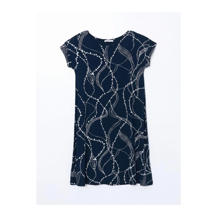 LCW Grace Bisiklet Yaka Desenli Kadın Elbise