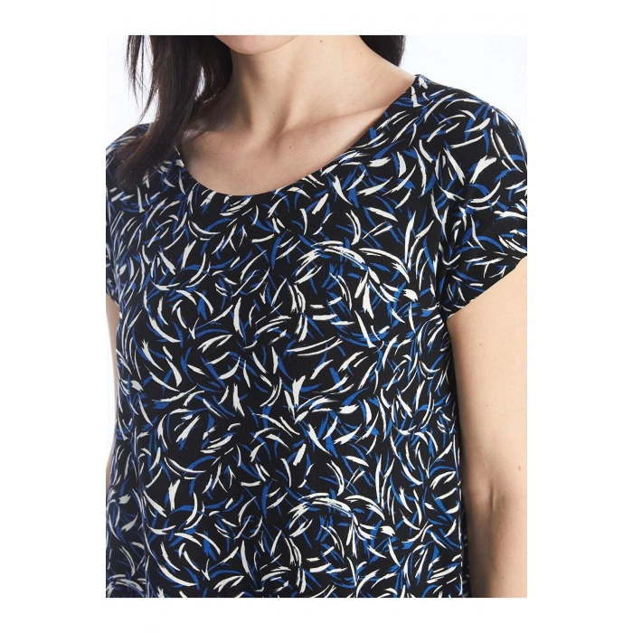 LCW Grace Bisiklet Yaka Desenli Kısa Kollu Kadın Elbise