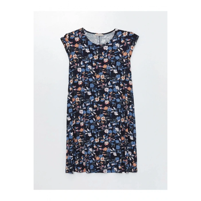 LCW Grace Bisiklet Yaka Desenli Kısa Kollu Kadın Elbise