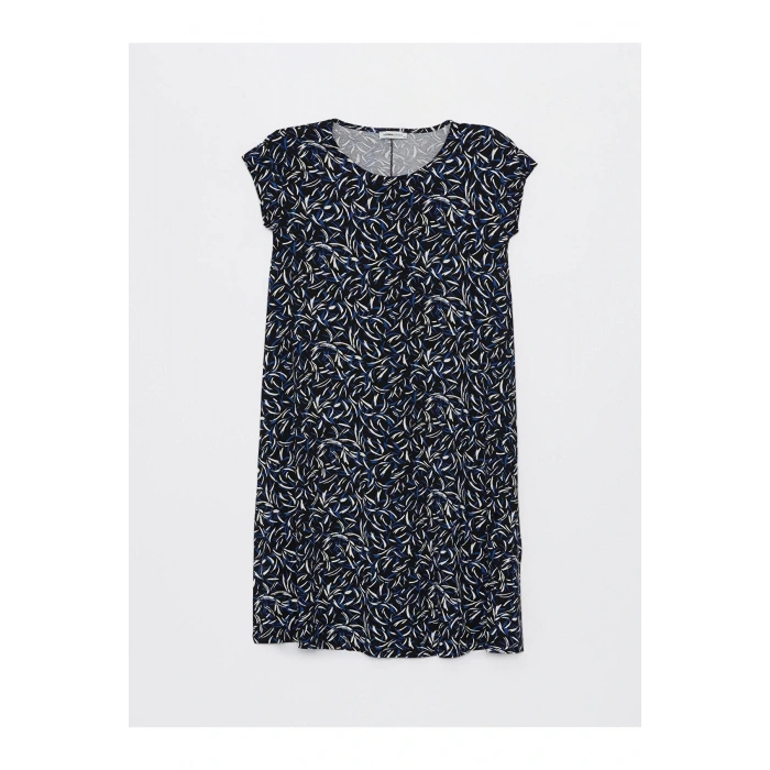 LCW Grace Bisiklet Yaka Desenli Kısa Kollu Kadın Elbise