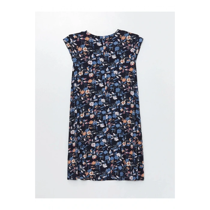 LCW Grace Bisiklet Yaka Desenli Kısa Kollu Kadın Elbise