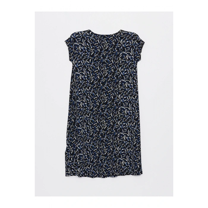 LCW Grace Bisiklet Yaka Desenli Kısa Kollu Kadın Elbise