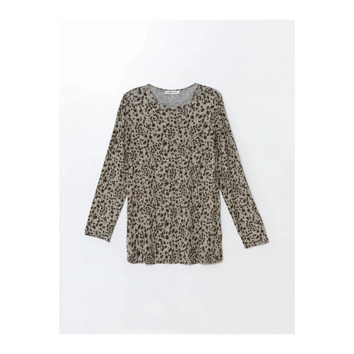 LCW Grace Bisiklet Yaka Desenli Uzun Kollu Kadın Bluz