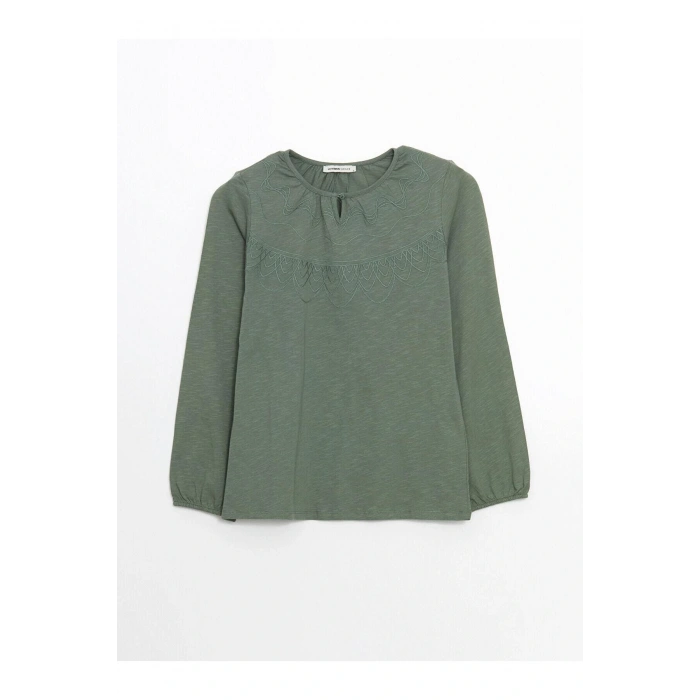 LCW Grace Bisiklet Yaka Nakışlı Kadın Tişört (S5)