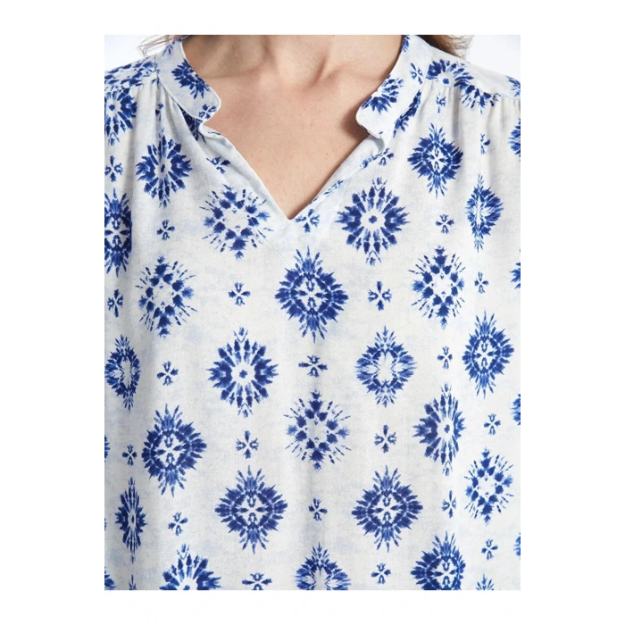 LCW Grace Ekru Kaçık Yaka Desenli Kadın Bluz