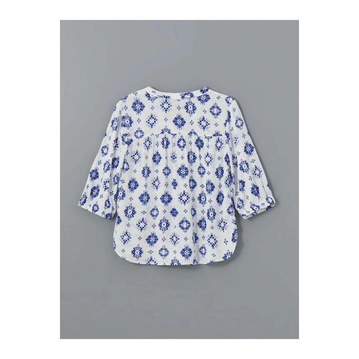 LCW Grace Ekru Kaçık Yaka Desenli Kadın Bluz