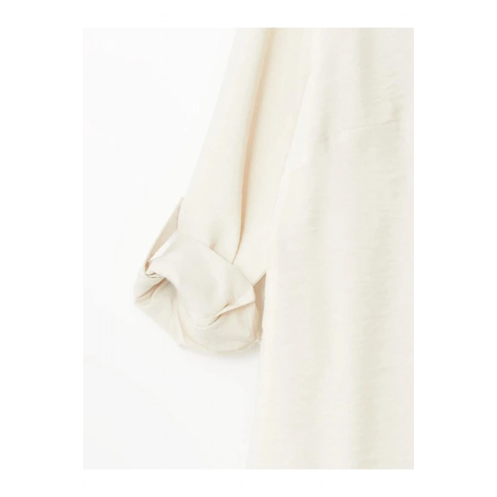 LCW Grace Gri Kaçık Yaka Düz Uzun Kollu Kadın Bluz