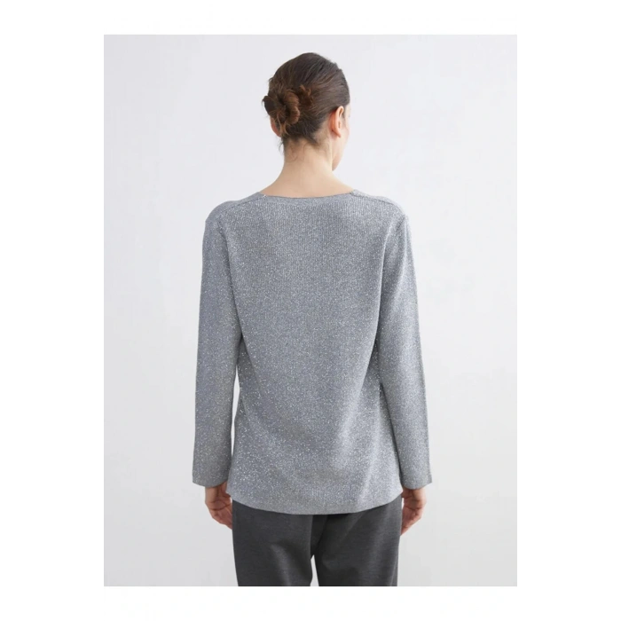 LCW Grace Gri V Yaka Kadın Triko Kazak