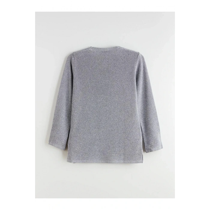 LCW Grace Gri V Yaka Kadın Triko Kazak