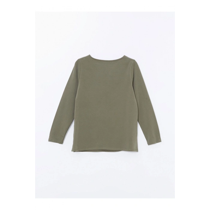 LCW Grace Haki Bisiklet Yaka Çiçekli Kadın Tişört