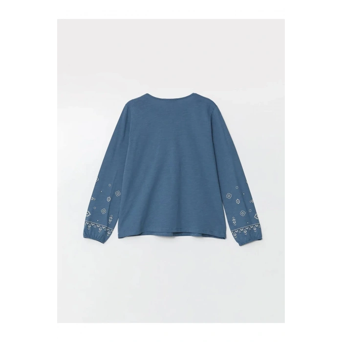 LCW Grace İndigo Bağlamalı Yaka Desenli Kadın Bluz