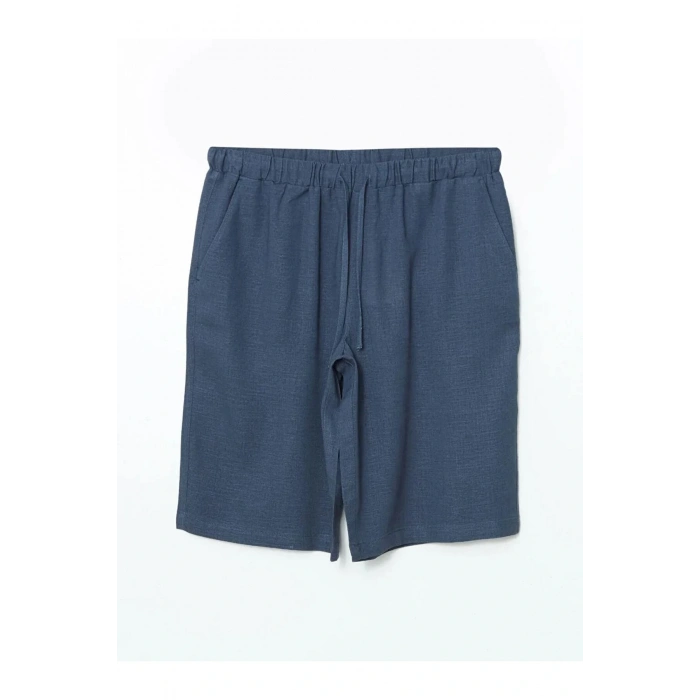 LCW Grace Indigo Beli Lastikli Keten Karışımlı Kadın Şort