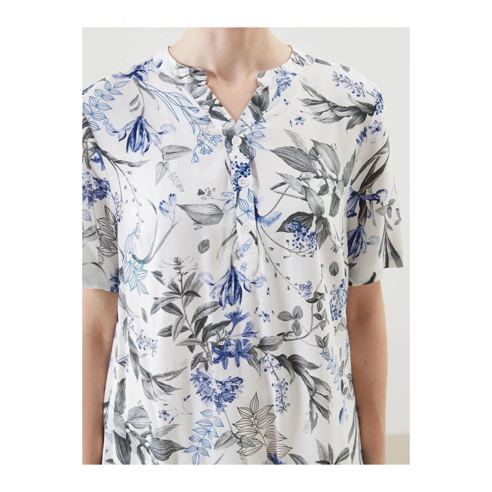 LCW Grace Kaçık Yaka Çiçekli Düğmeli Kadın Bluz