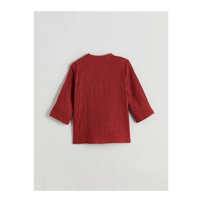 LCW Grace KİREMİT Kaçık Yaka Ajurlu Brode Kadın Gömlek