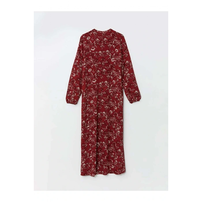 LCW Grace Kırmızı Bisiklet Yaka Çiçekli Kadın Elbise