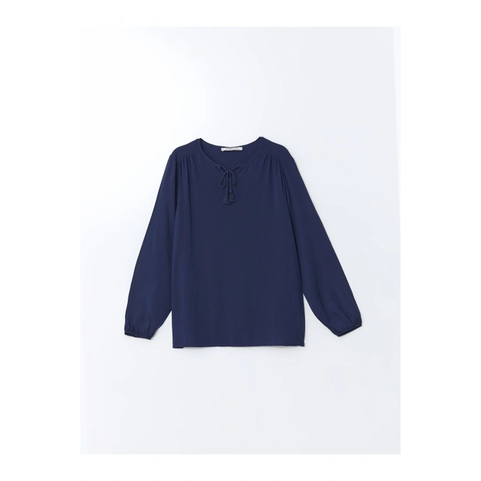 LCW Grace Lacivert Bağlamalı Yaka Kadın Bluz