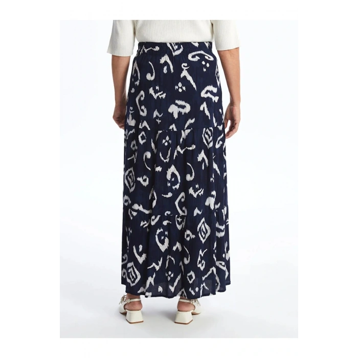 LCW Grace Lacivert Baskılı Beli Lastikli Desenli Kadın Etek