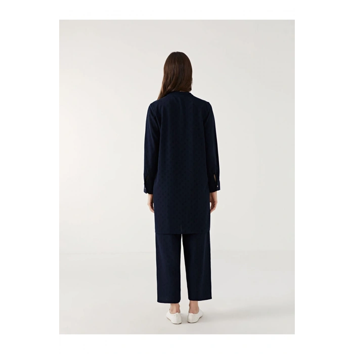 LCW Grace Lacivert Bisiklet Yaka Puantiyeli Kadın Gömlek Tunik