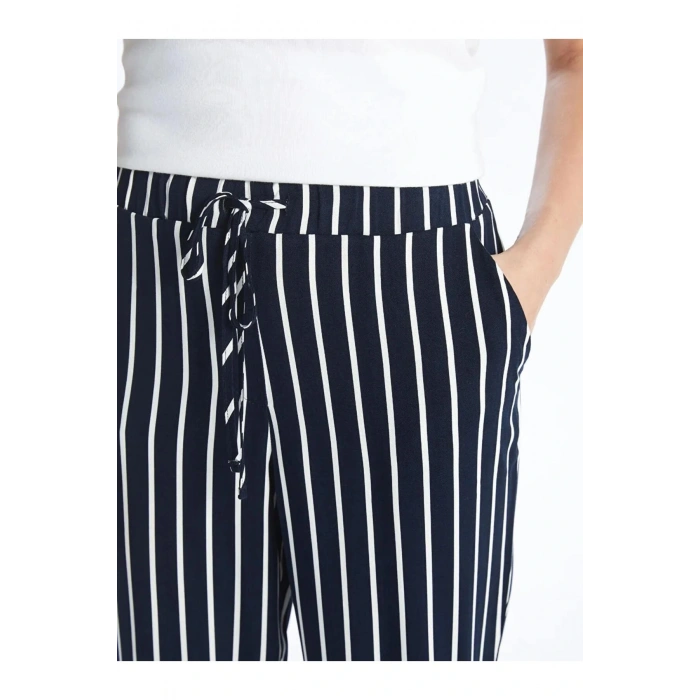 LCW Grace Mavi Beli Lastikli Çizgili Kadın Kapri