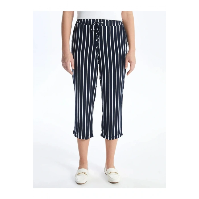 LCW Grace Mavi Beli Lastikli Çizgili Kadın Kapri