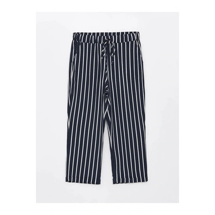 LCW Grace Mavi Beli Lastikli Çizgili Kadın Kapri