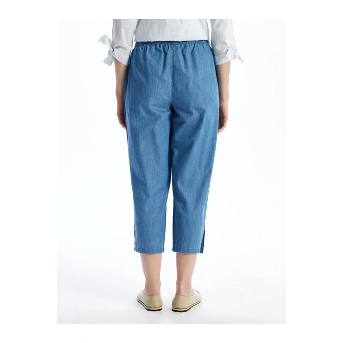 LCW Grace Mavi Beli Lastikli Kadın Jean Kapri