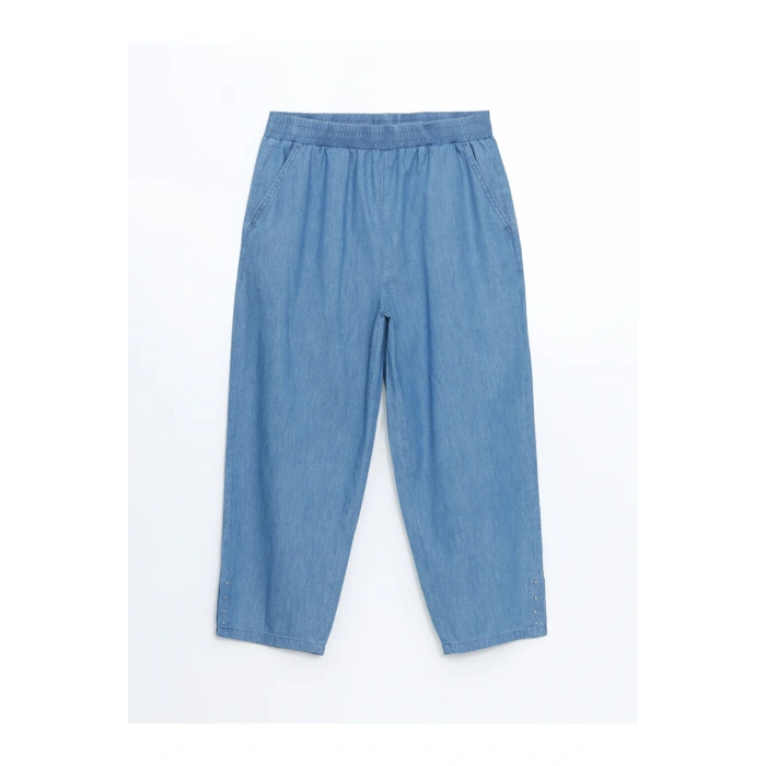 LCW Grace Mavi Beli Lastikli Kadın Jean Kapri