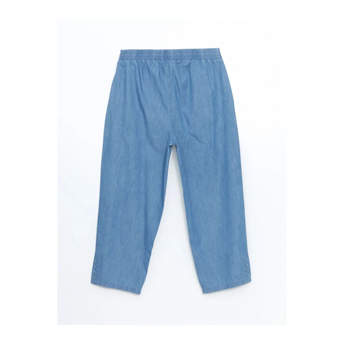 LCW Grace Mavi Beli Lastikli Kadın Jean Kapri