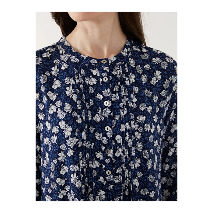 LCW Grace Mavi Bisiklet Yaka Çiçekli Kadın Elbise