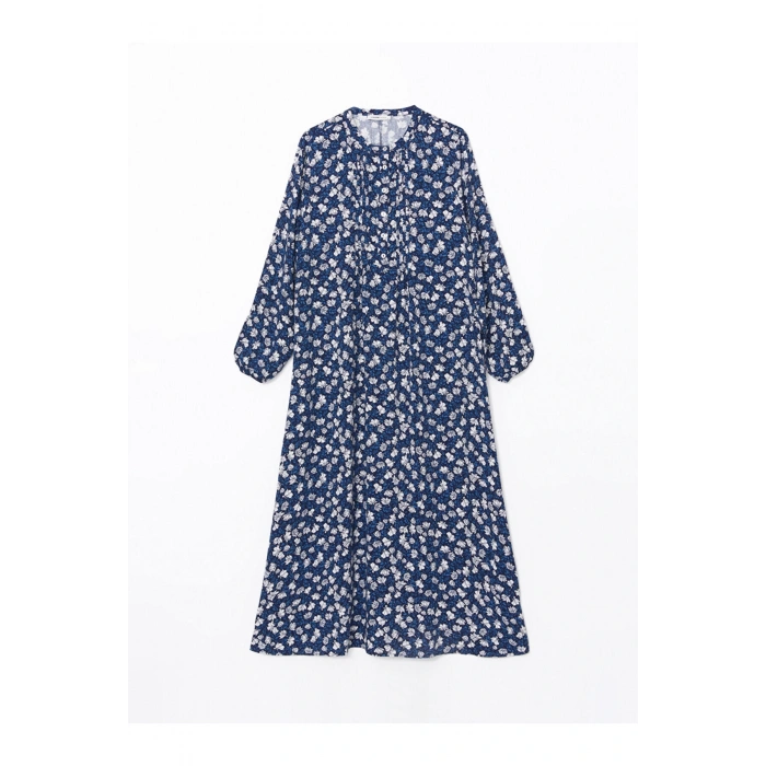 LCW Grace Mavi Bisiklet Yaka Çiçekli Kadın Elbise