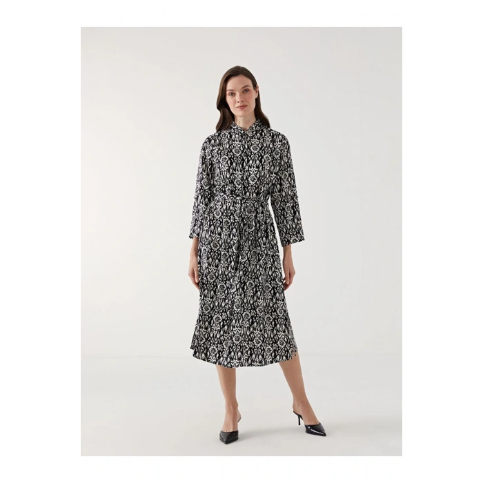 LCW Grace Siyah Desenli Kadın Gömlek Elbise