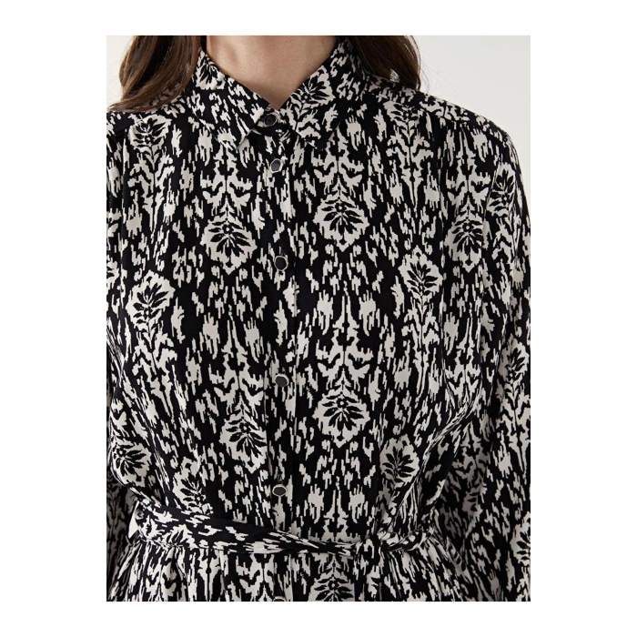 LCW Grace Siyah Desenli Kadın Gömlek Elbise