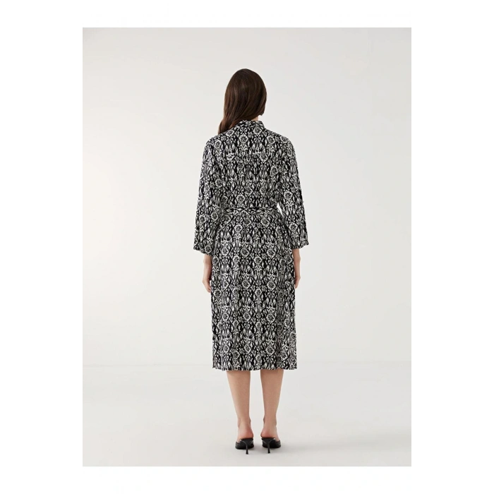 LCW Grace Siyah Desenli Kadın Gömlek Elbise