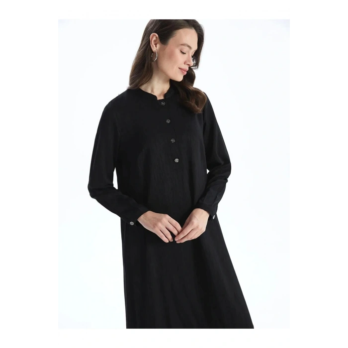 LCW Grace Siyah Hakim Yaka Desenli Kadın Elbise