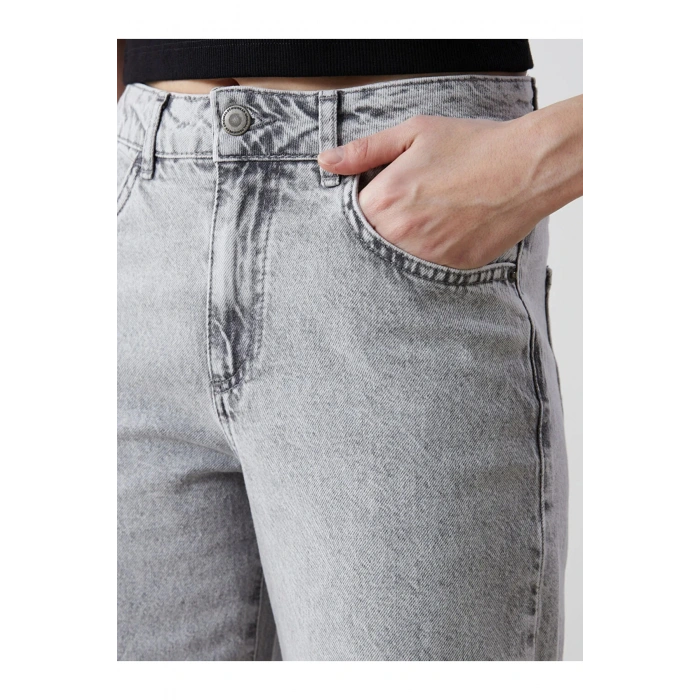 LCW Jeans Gri Wideleg Kadın Jean Pantolon