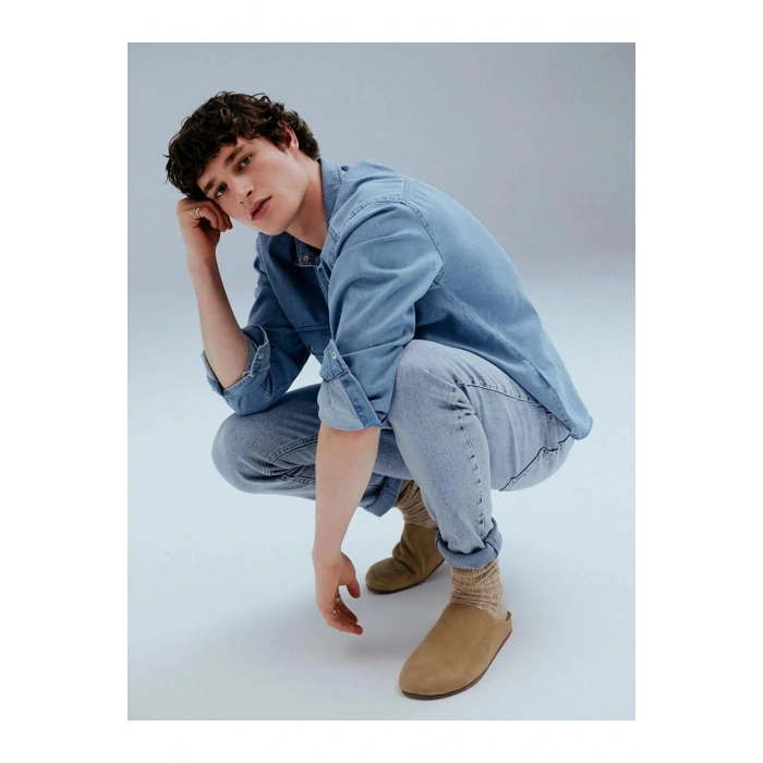 LCW Jeans İndigo Rahat Kalıp Uzun Kollu Erkek Jean Gömlek