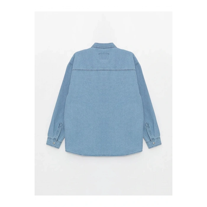 LCW Jeans İndigo Rahat Kalıp Uzun Kollu Erkek Jean Gömlek