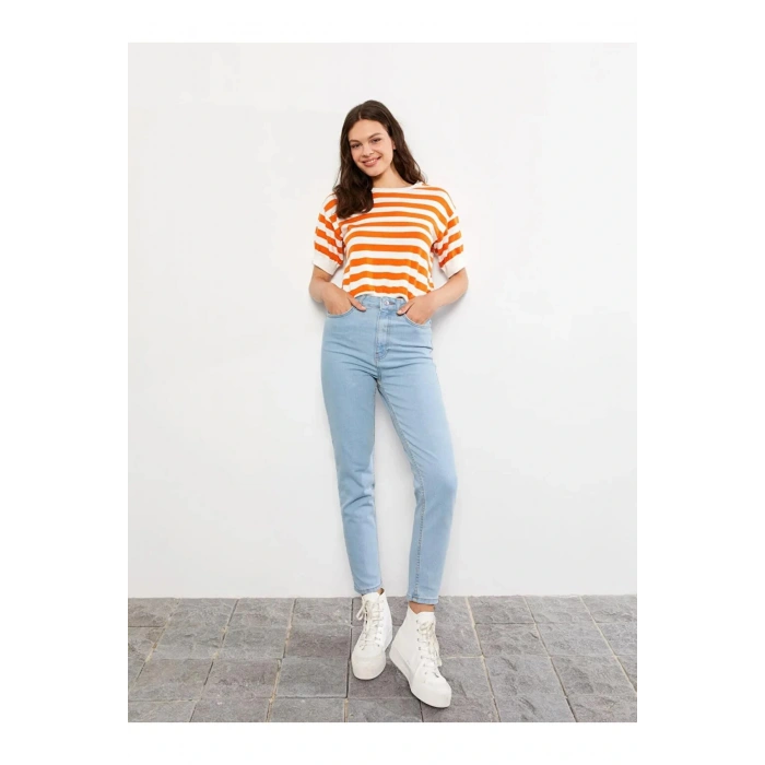 LCW Jeans İndigo Yüksek Bel Slim Fit Kadın Jean Pantolon