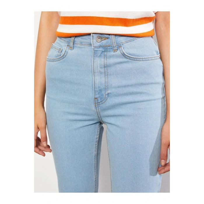 LCW Jeans İndigo Yüksek Bel Slim Fit Kadın Jean Pantolon