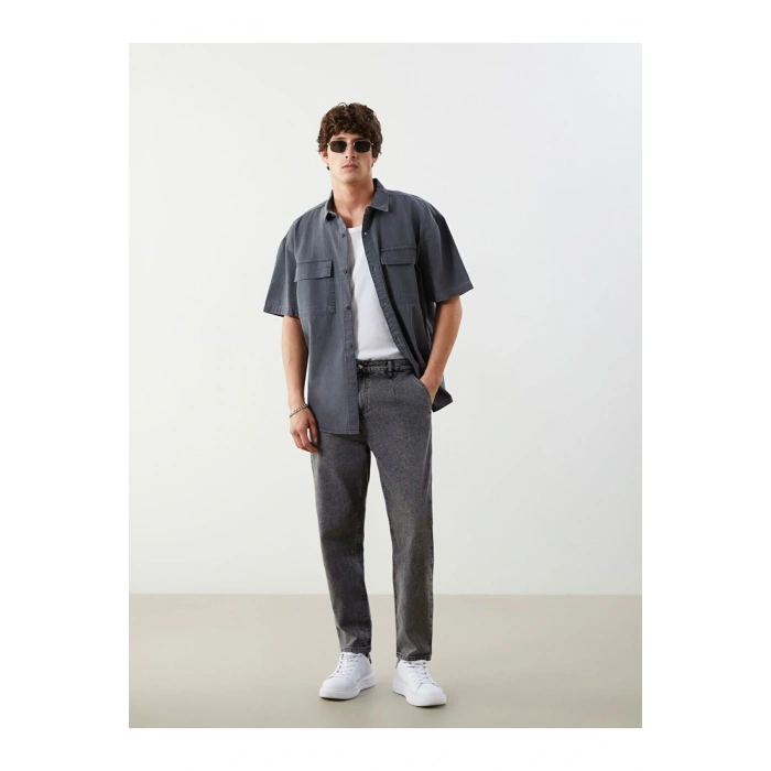 LCW Jeans Rahat Kalıp Kısa Kollu Erkek Jean Gömlek