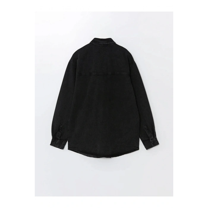 LCW Jeans Siyah Regular Fit Uzun Kollu Erkek Jean Gömlek