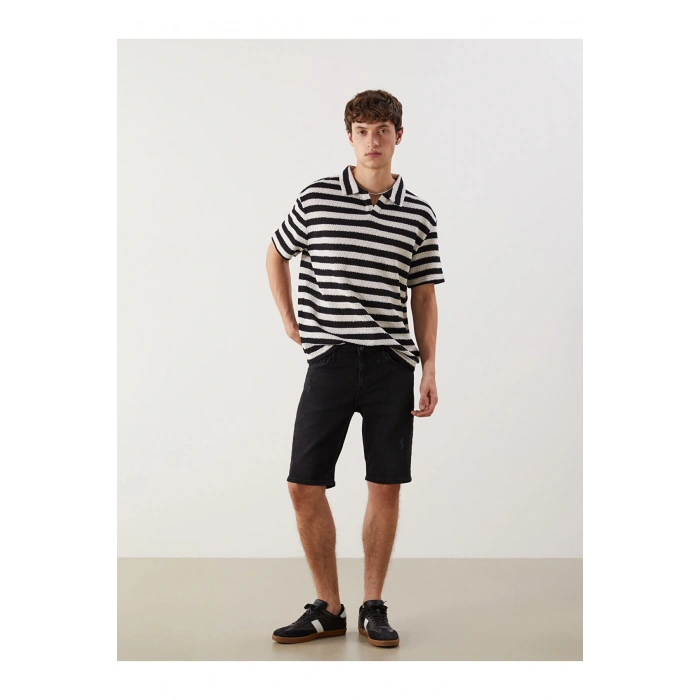 LCW Jeans Siyah Süper Skinny Fit Erkek Jean Şort