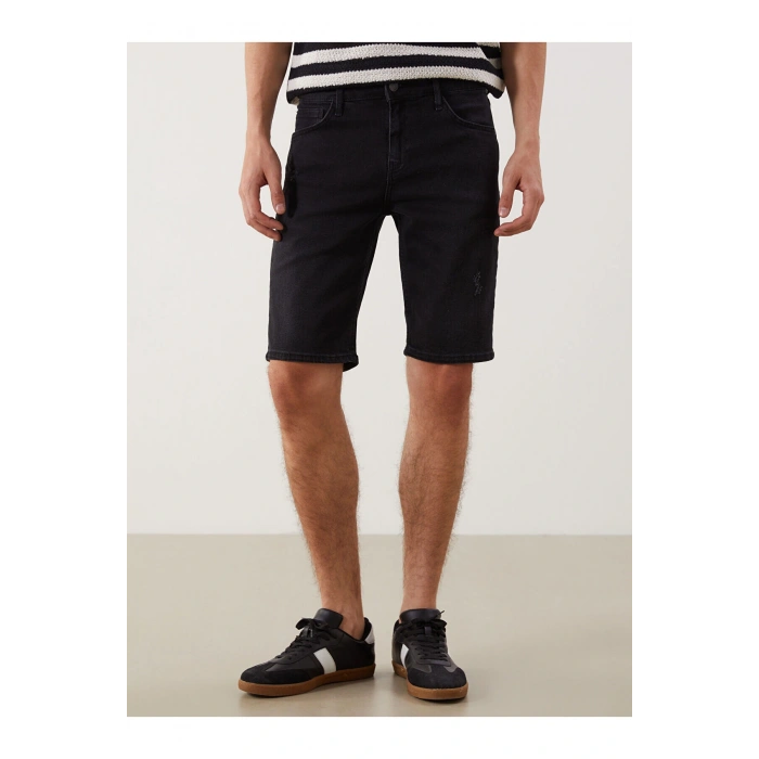 LCW Jeans Siyah Süper Skinny Fit Erkek Jean Şort